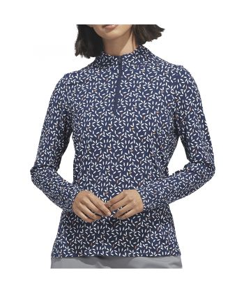 Polo Fem Adidas Quarter Zip Estampada M.Longa