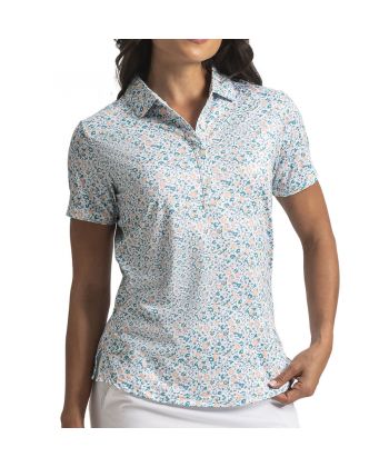 Polo Fem FootJoy Tile Blue manga curta