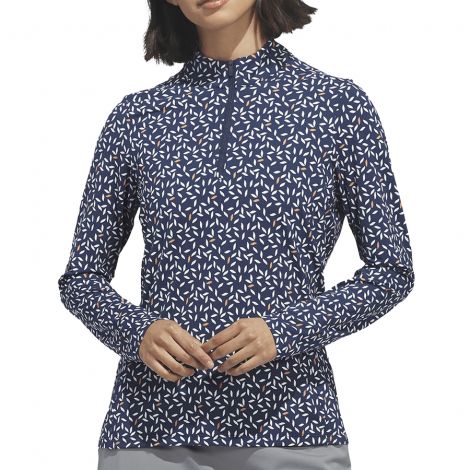 Polo Fem Adidas Quarter Zip Estampada M.Longa